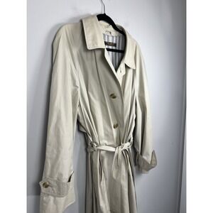 Brooks Brothers Women's Trench Coat Made in USA Beige Belted 46" Long Size L